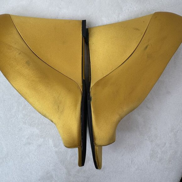 Burberry Prorsum Womens Shoes Satin Wedge Heels Runway 2013 Yellow Size 40 - Picture 6 of 11